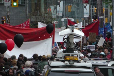 The main May Day march leaves City Hall photo: DS Richardson