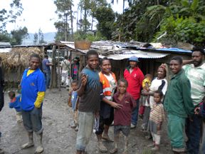 Apalaka Village is one of the villages where inhabitants must move further and further up the mountainside to avoid their homes being swallowed by the mine waste, which causes landslides. photo: Sakura Saunders