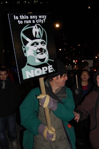 Demonstration heads to 52 Division to support arrestees photo: Mick Sweetman