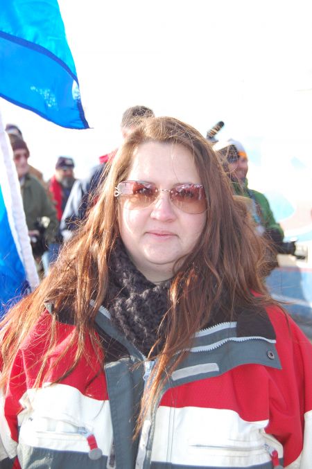 Sarah Smith, who has worked at the Electro-Motive Diesel plant in London, Ont. for over six years, stands on the picket line during a mass rally on Jan. 21  Photo: Mick Sweetman