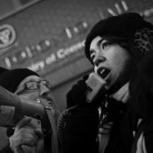 Speeches took place in front of the Don Jail.