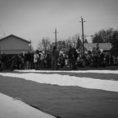 Around 1000 people gather at Edinburgh Square, a Haudenosaunee park across from the Caledonia Fairgrounds in the Township of Caledonia.