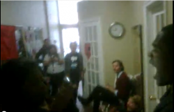 A still from a video from inside the occupation