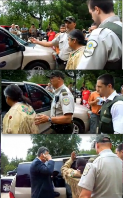 Photo: Arrest of Joseph Wawatie, from the Traditional Algonquin Nation of the One Nation Facebook Group