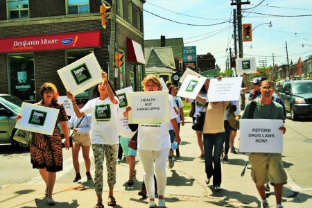 Attendees march on Queen Street. [Credit: Doug Gill]