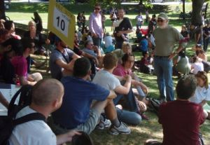 One of the breakout groups (Public Sector) works on their part of the Declaration.(from Friends of Dufferin Grove Park)