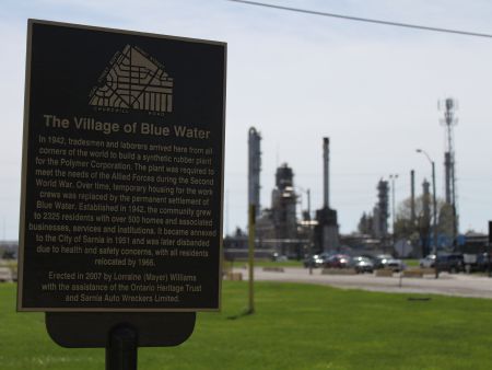 memorial plaque for the town of Blue Water