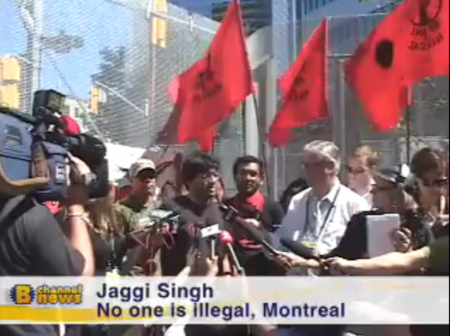 A still from the video of the press conference which the crown charged him with "counselling mischief over $5,000".