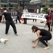 A powerful bodywork piece was performed by artists Rehana Tejpar and Naty Tremblay. Photo by Kim Abis.