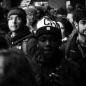 Thousands gather in front of Toronto's City Hall.