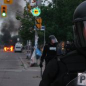 Gabriel Sinduda: g20.toronto. Approaching the Line of Intimidation -- I smell smoke...