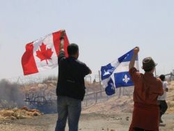 A delegation from Quebec at the Bil'in village